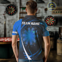 Load image into Gallery viewer, Black Blue Lights Custom Dart Shirt With Pocket Option For Men, Dart Jersey TDM4283