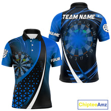 Load image into Gallery viewer, Black Blue Lights Custom Dart Shirt With Pocket Option For Men, Dart Jersey TDM4283