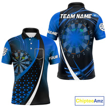 Load image into Gallery viewer, Black Blue Lights Custom Dart Shirt With Pocket Option For Men, Dart Jersey TDM4283