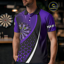 Load image into Gallery viewer, Black And Purple Dart Shirt With Pocket Option For Men Custom Dart Jersey TDM4284