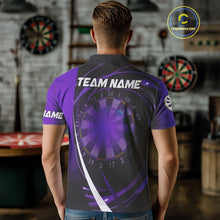 Load image into Gallery viewer, Black And Purple Dart Shirt With Pocket Option For Men Custom Dart Jersey TDM4284