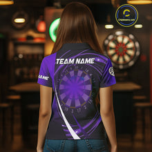 Load image into Gallery viewer, Black And Purple Dart Shirt With Pocket Option For Women Custom Dart Jersey TDM4284