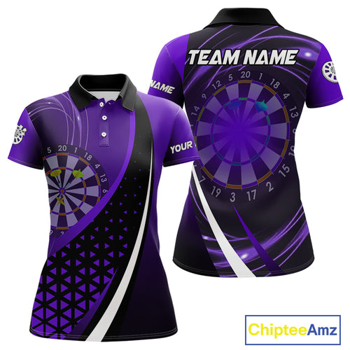 Black And Purple Dart Shirt With Pocket Option For Women Custom Dart Jersey TDM4284