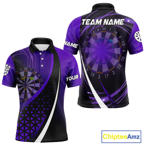 Black And Purple Dart Shirt With Pocket Option For Men Custom Dart Jersey TDM4284