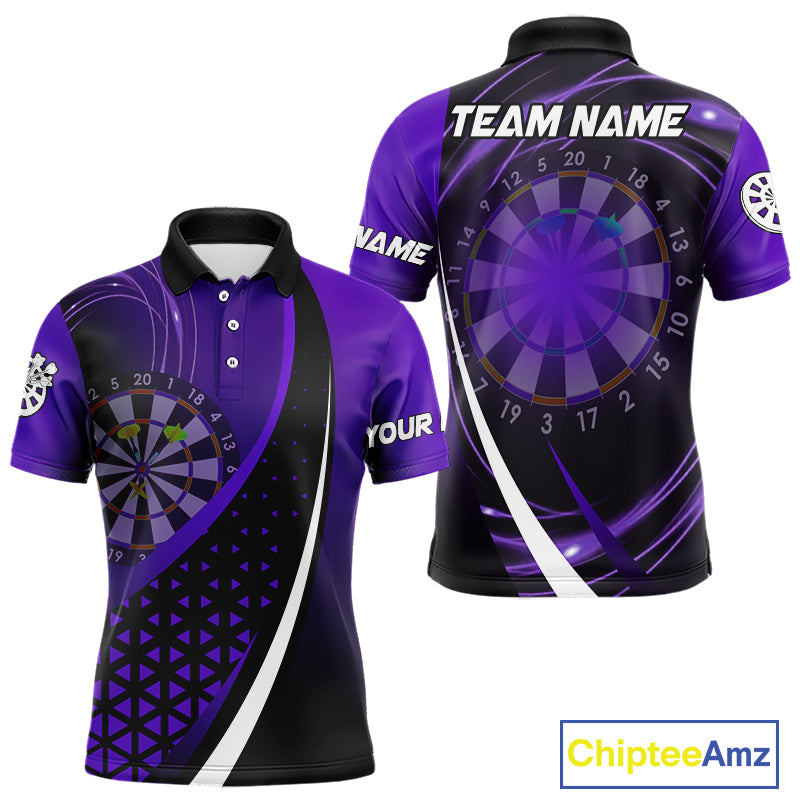 Black And Purple Dart Shirt With Pocket Option For Men Custom Dart Jersey TDM4284