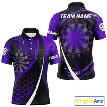 Load image into Gallery viewer, Black And Purple Dart Shirt With Pocket Option For Men Custom Dart Jersey TDM4284