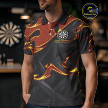 Load image into Gallery viewer, Custom Black And Orange Tribal Flame Dart Shirts For Men, Darts Team Jerseys Polo &amp; Quarter Zip TDM4285