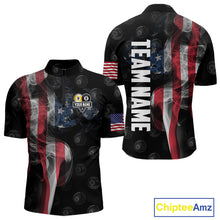 Load image into Gallery viewer, Customized Vintage Smoke US Flag Ball Billiard Shirt For Men, 8 Ball &amp; 9 Ball Patriotic Pool Jersey TDM4467