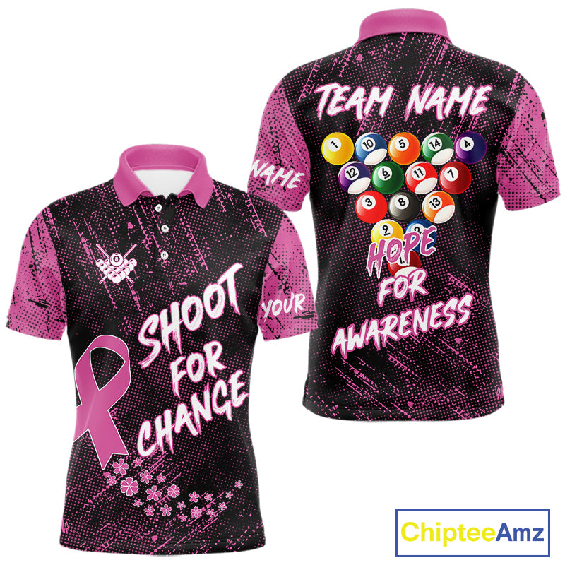 Shoot For Change Breast Cancer Awareness Billiard Shirt For Men Custom Pink Ribbon Billiard Jersey TDM4468