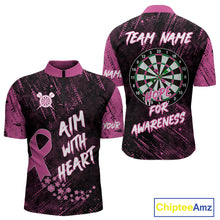 Load image into Gallery viewer, Aim With Heart Pink Ribbon Darts Shirt For Men Custom Breast Cancer Awareness Darts Jersey TDM4469