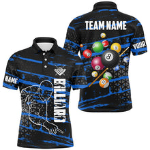 Load image into Gallery viewer, Personalized Blue Grunge Billiard 3D Polo &amp; Quarter-Zip Shirts For Men, Billiard Jerseys Team Player TDM2405