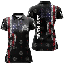 Load image into Gallery viewer, Smoke American Flag Darts Polo, Quarter-Zip Shirt Custom Patriotic Dart Shirts For Women Dart Jerseys TDM2634