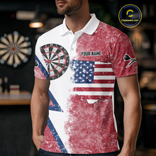Load image into Gallery viewer, Personalized Grunge American Flag Men&#39;s Dart Shirts Custom Patriotic Darts Team Jersey |White TDM4906