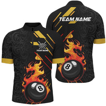 Load image into Gallery viewer, Funny 8 Ball Pool Flame Billiard Jerseys Custom Polo &amp; 1/4 Zip For Men, Billiard Team Shirts TDM2886