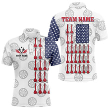 Load image into Gallery viewer, American Flag White Darts Polo &amp; Quarter Zip Shirt Custom Men Dart Shirts Patriotic Dart Jerseys TDM3356
