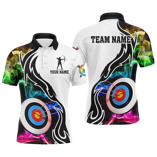 Personalized Archery 3d Target Multicolor Smoke Men Polo Shirts Best Custom Archery Apparel TDM1023