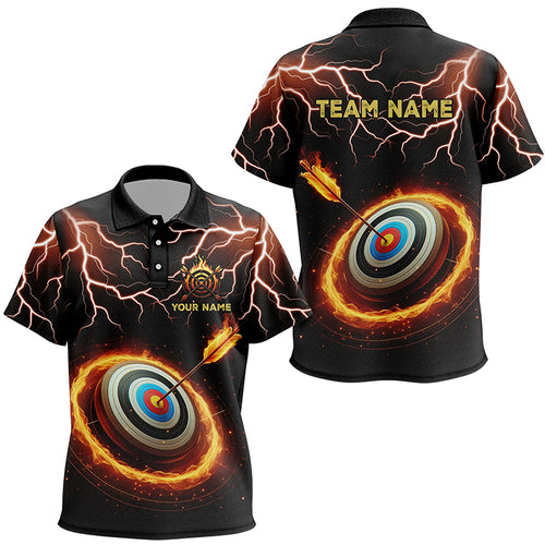 Personalized Fire Archery Target Thunder Lightning Custom Kid Archery Polo Shirts, Archery Jerseys TDM1028
