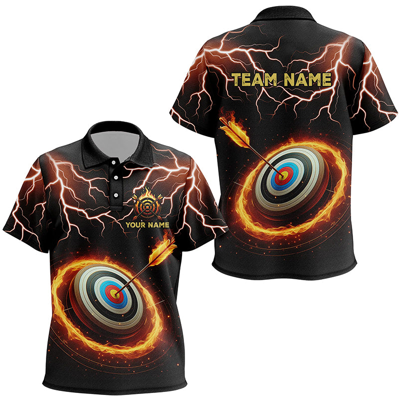 Personalized Fire Archery Target Thunder Lightning Custom Kid Archery Polo Shirts, Archery Jerseys TDM1028