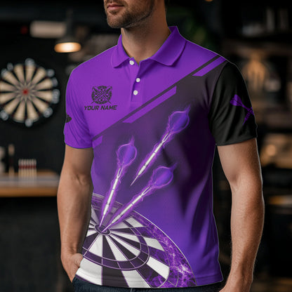 Purple Darts Jersey For Men Custom Darts Team Shirt With Pocket Option TDM3520