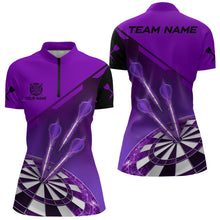 Load image into Gallery viewer, Purple Darts Jersey For Women Custom Darts Team Shirt With Pocket Option TDM3520