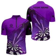 Load image into Gallery viewer, Purple Darts Jersey For Men Custom Darts Team Shirt With Pocket Option TDM3520