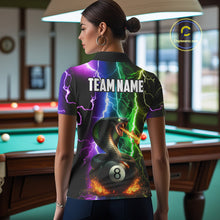 Load image into Gallery viewer, Colorful Lightning Cobra Snake 8 Ball Billiard Shirt For Women Custom Pool Team Jersey Polo, 1/4 Zip TDM5986