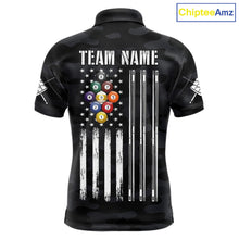 Load image into Gallery viewer, Personalized Camouflage US Flag Billiard Shirt For Men, 9 Ball Pool Team Jersey Polo &amp; 1/4 Zip TDM5992