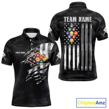 Load image into Gallery viewer, Personalized Camouflage US Flag Billiard Shirt For Men, 9 Ball Pool Team Jersey Polo &amp; 1/4 Zip TDM5992