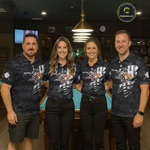 Load image into Gallery viewer, Personalized Camouflage US Flag Billiard Shirt For Men, 9 Ball Pool Team Jersey Polo &amp; 1/4 Zip TDM5992