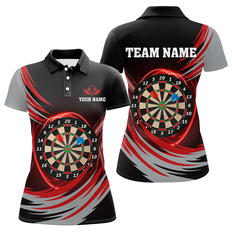 Personalized Black Red Lighting Dart Board 3D Women Darts Polo Shirts Custom Darts Team Jerseys TDM1349