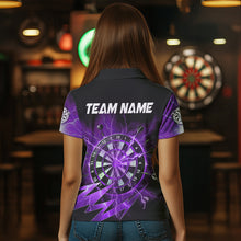 Load image into Gallery viewer, Personalized Purple Dartboard Thunder Storm Lighting Dart Shirts For Women Custom Team Dart Jerseys TDM3811