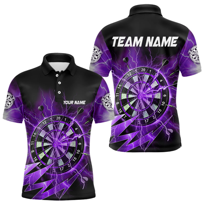 Personalized Purple Dartboard Thunder Storm Lighting Dart Shirts For Men Custom Team Dart Jerseys TDM3811
