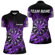Load image into Gallery viewer, Personalized Purple Dartboard Thunder Storm Lighting Dart Shirts For Women Custom Team Dart Jerseys TDM3811