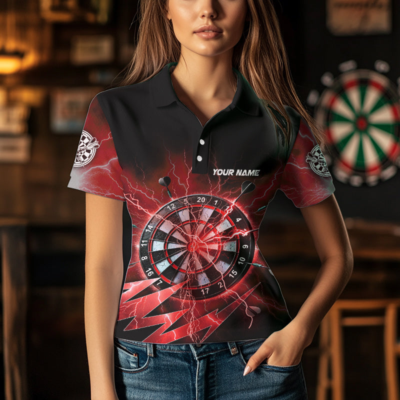 Personalized Red Dartboard Thunder Storm Lighting Dart Shirts For Women Custom Team Dart Jerseys TDM3812