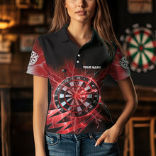 Load image into Gallery viewer, Personalized Red Dartboard Thunder Storm Lighting Dart Shirts For Women Custom Team Dart Jerseys TDM3812