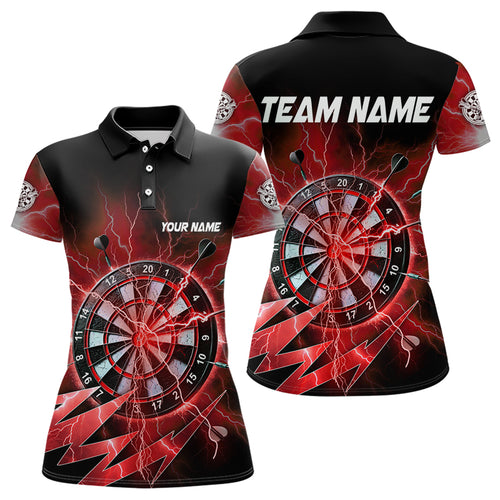 Personalized Red Dartboard Thunder Storm Lighting Dart Shirts For Women Custom Team Dart Jerseys TDM3812