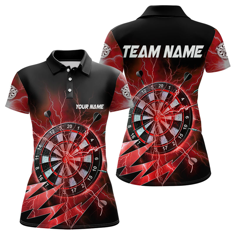 Personalized Red Dartboard Thunder Storm Lighting Dart Shirts For Women Custom Team Dart Jerseys TDM3812