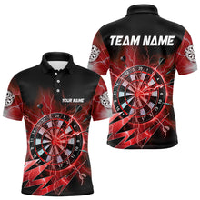 Load image into Gallery viewer, Personalized Red Dartboard Thunder Storm Lighting Dart Shirts For Men Custom Team Dart Jerseys TDM3812