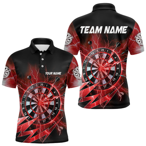 Personalized Red Dartboard Thunder Storm Lighting Dart Shirts For Men Custom Team Dart Jerseys TDM3812