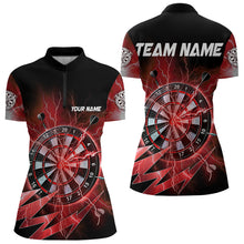 Load image into Gallery viewer, Personalized Red Dartboard Thunder Storm Lighting Dart Shirts For Women Custom Team Dart Jerseys TDM3812