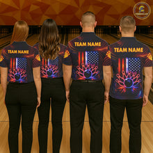 Load image into Gallery viewer, Custom Neon American Flag Bowling Shirt For Men, Patriotic Bowling Team Jersey Polo &amp; 1/4 Zip TDM6221