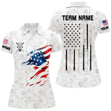 Load image into Gallery viewer, Personalized American Flag White Billiard Women Shirts Custom Patriotic Billiard Jerseys TDM1556