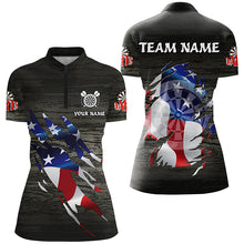 Load image into Gallery viewer, Personalized Grey Grunge American Flag Darts Shirts For Women Custom Patriotic Darts Team Jerseys TDM1558