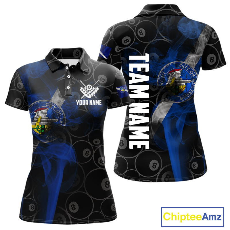 Personalized Las Vegas Flag Smoke Billiard Shirt For Women Custom 8 Ball Pool Team Jerseys TDM4287