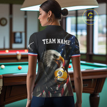 Load image into Gallery viewer, American Flag Eagle 8 Ball &amp; 9 Ball Billiard Shirt For Women Custom Patriotic Billiard Jersey TDM4477