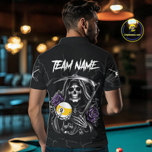 Load image into Gallery viewer, Personalized Purple Funny Skull Roses 9 Ball Billiard Shirt For Men Custom Pool Team Shirt Design TDM4478