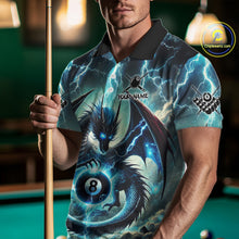 Load image into Gallery viewer, Personalized Thunder Lightning Dragon Billiard Shirt For Men, Blue 8 Ball Pool Team Jersey TDM4480