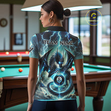 Load image into Gallery viewer, Personalized Thunder Lightning Dragon Billiard Shirt For Women, Blue 8 Ball Pool Team Jersey TDM4480