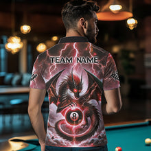 Load image into Gallery viewer, Personalized Thunder Lightning Dragon Billiard Shirt For Men, Red 8 Ball Pool Team Jersey TDM4481