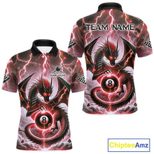 Load image into Gallery viewer, Personalized Thunder Lightning Dragon Billiard Shirt For Men, Red 8 Ball Pool Team Jersey TDM4481